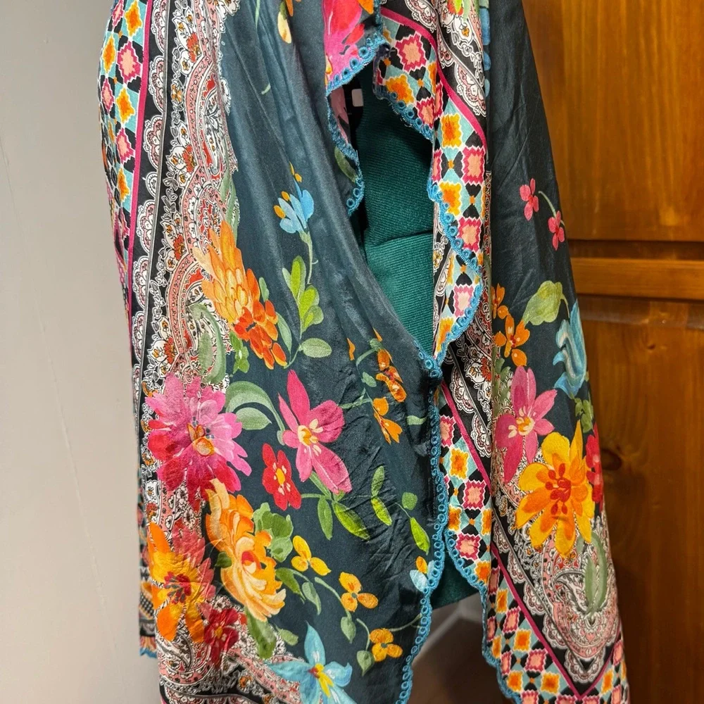 Johnny Was 100% Silk Magdalene Poncho - Size XL - Picture 11 of 16